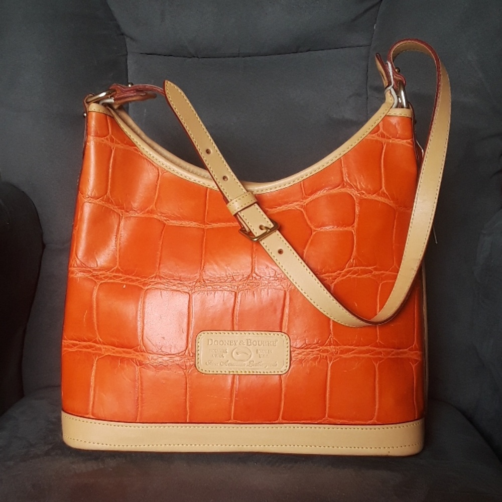 SOLDNWT DOONEY & BOURKE CROCODILE LARGE HOBO PURSE